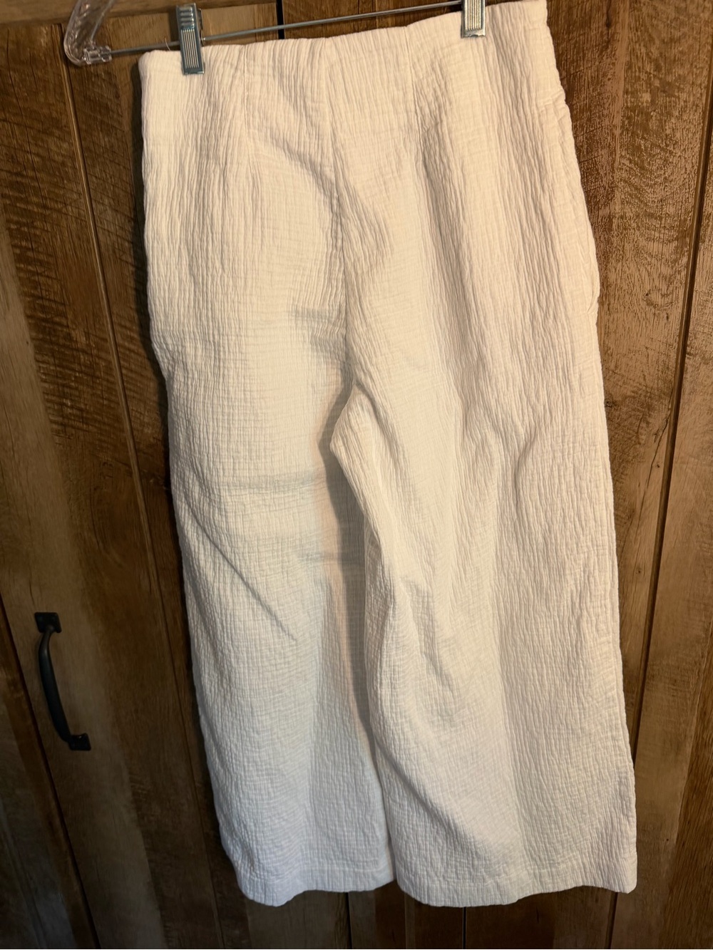 Maeve Off-White Textured Wide-Leg Pants